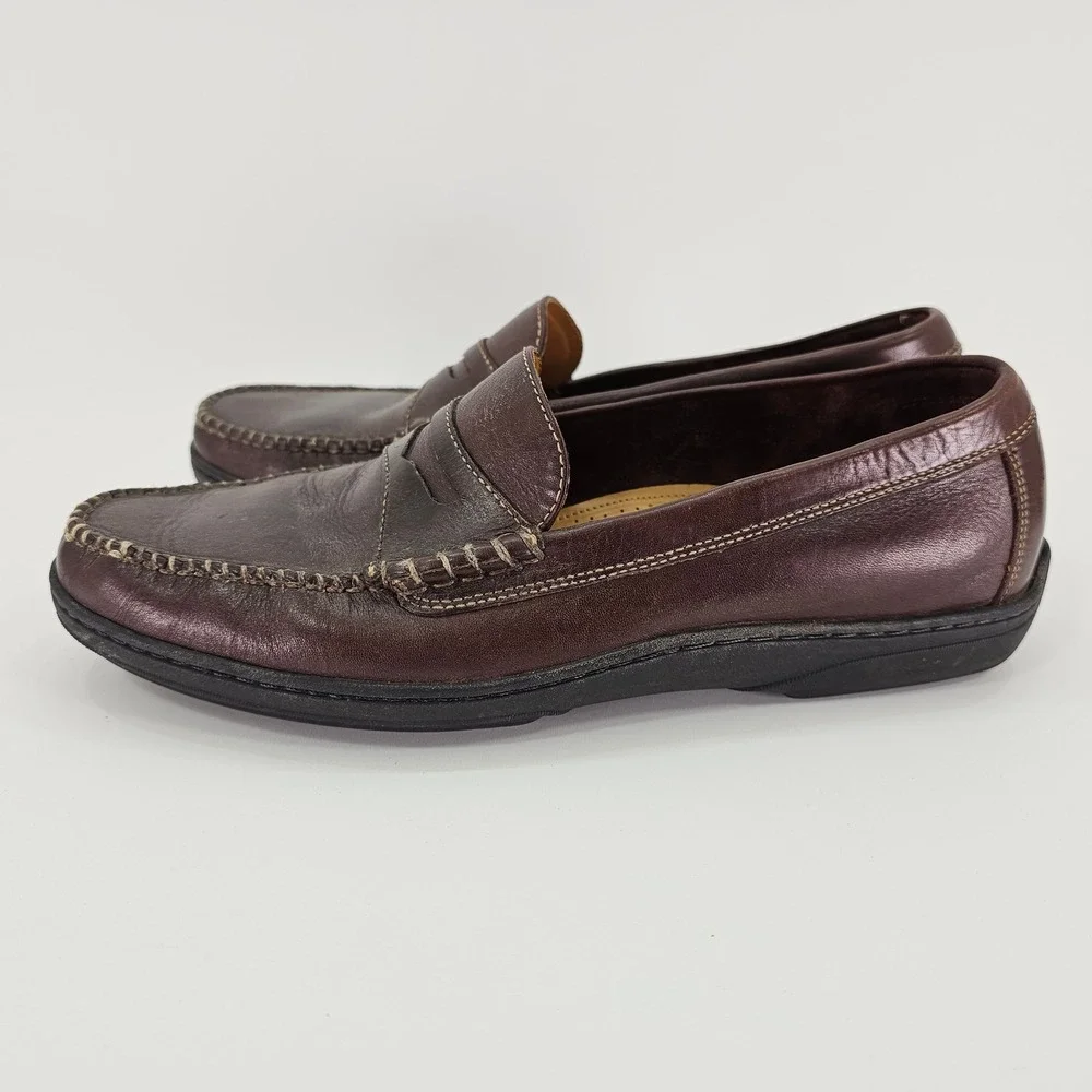 Cole Haan Mens Brown Leather Penny Loafers Moc Toe Slip On Shoes Size 9 - Picture 6 of 9